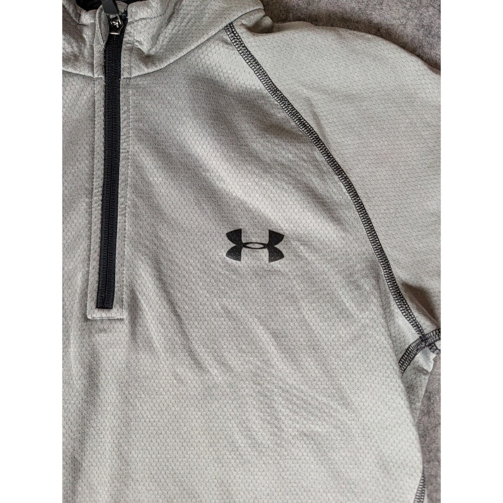 Under Armour ColdGear Mens Gray Textured 1/4 Zip Fitted Training Pullover SM - Picture 5 of 9